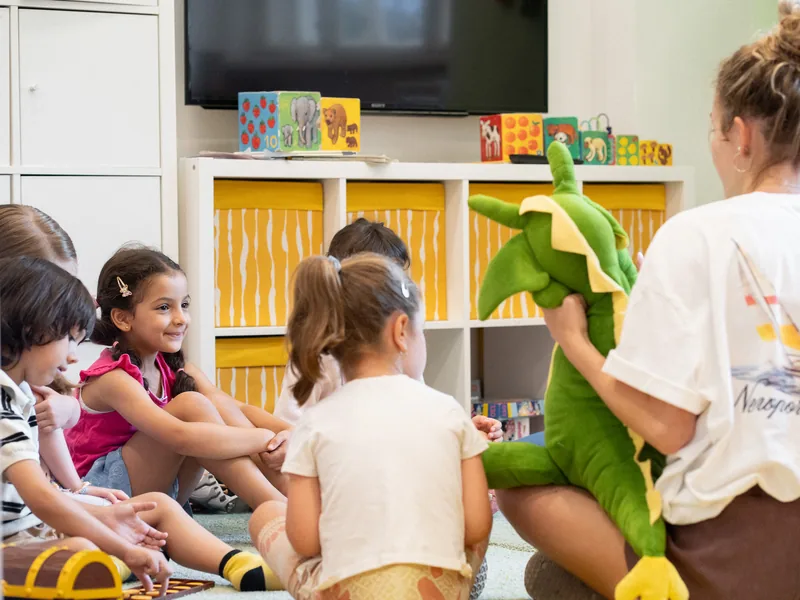 Children playing together in the classroom